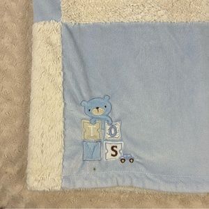 Kyle & Deena Blue Teddy Bear Baby Blanket Blocks Toys Cream Off White Car